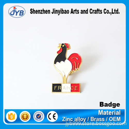 Best Promotional Badges Type Custom Metal Material and Debossed Technique Gallo Badge